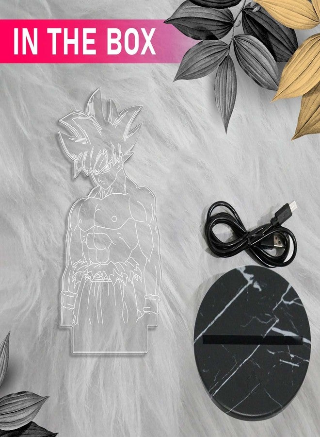 GIFTMEBAZAR مصباح طاولة LED ثلاثي الأبعاد بتصميم أنمي من GIFTMEBAZAR، مزود بإضاءة متغيرة الألوان تلقائيًا ويعمل بمنفذ USB | هدية لمحبي الأنمي | هدية عيد ميلاد لمحبي الأنمي | مصباح ديكور منزلي مستوحى من الأنمي (DragonBallZ369 (Goku)) - Image 5